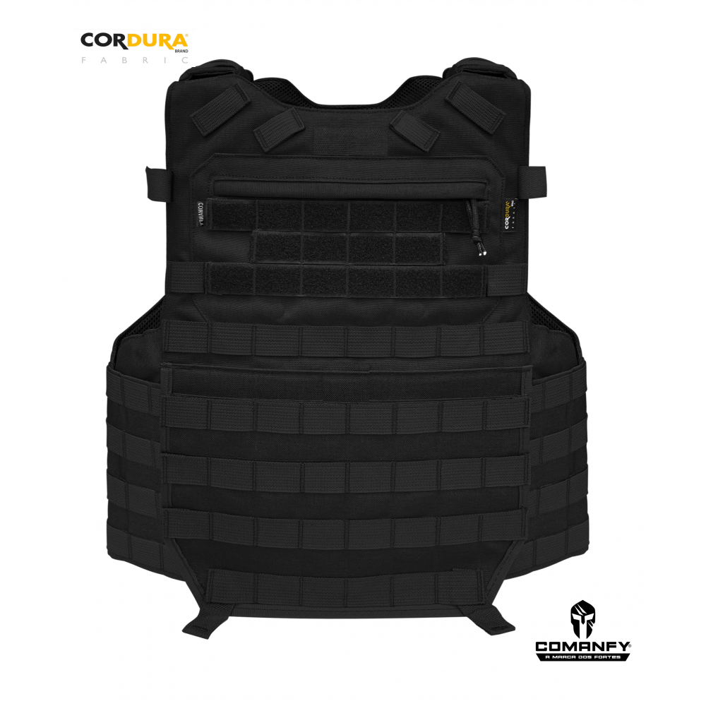 CAPA DE COLETE COMANFY BLACK ATTACK EM CORDURA® 1000D - PRETO