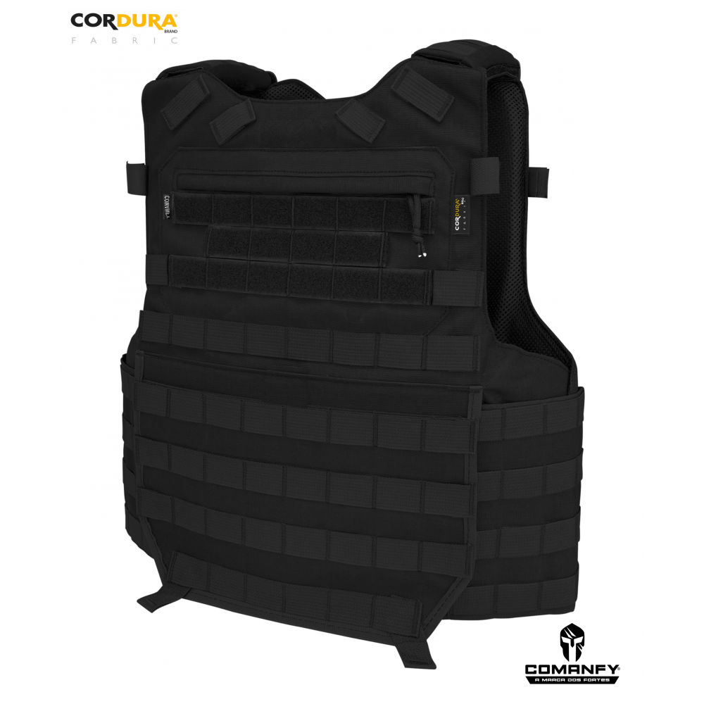 CAPA DE COLETE COMANFY BLACK ATTACK EM CORDURA® 1000D - PRETO