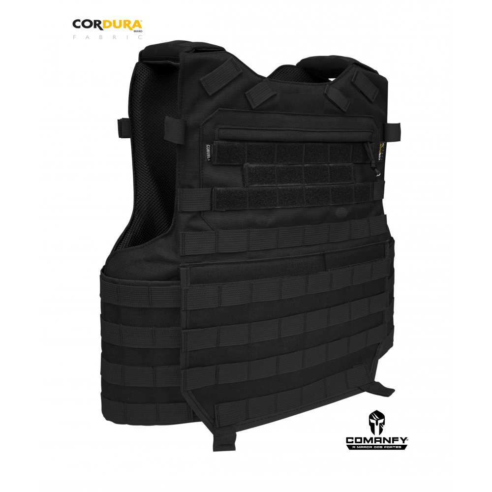 CAPA DE COLETE COMANFY BLACK ATTACK EM CORDURA® 1000D - PRETO