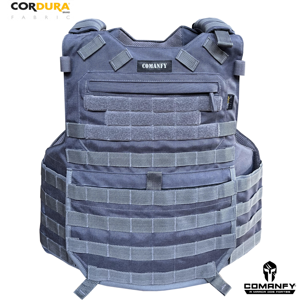 CAPA DE COLETE COMANFY PREDADOR G5 III-A EM CORDURA® 1000D - CINZA BANDEIRANTE