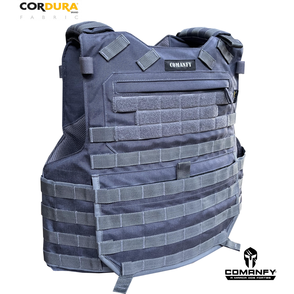 CAPA DE COLETE COMANFY PREDADOR G5 III-A EM CORDURA® 1000D - CINZA BANDEIRANTE