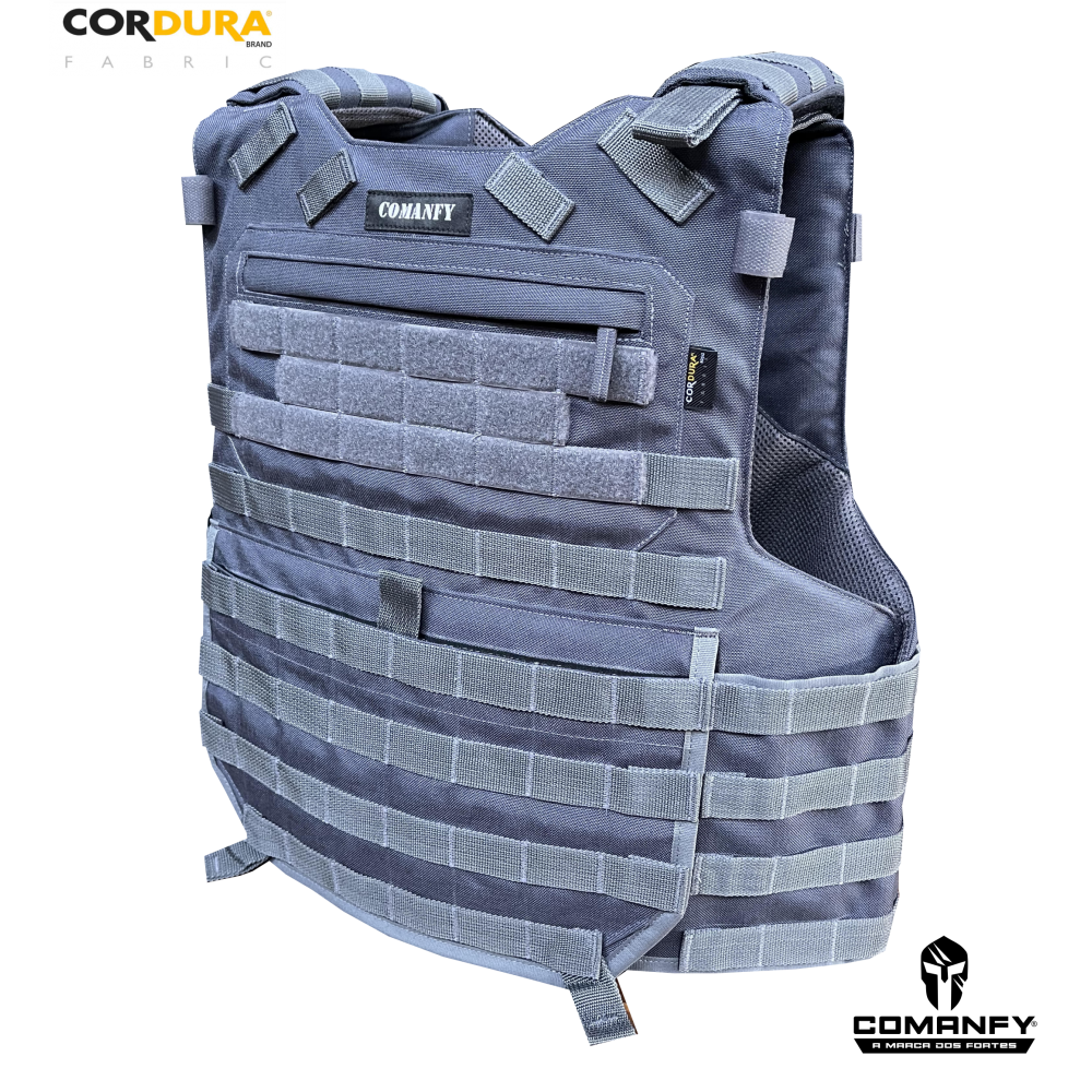 CAPA DE COLETE COMANFY PREDADOR G5 III-A EM CORDURA® 1000D - CINZA BANDEIRANTE