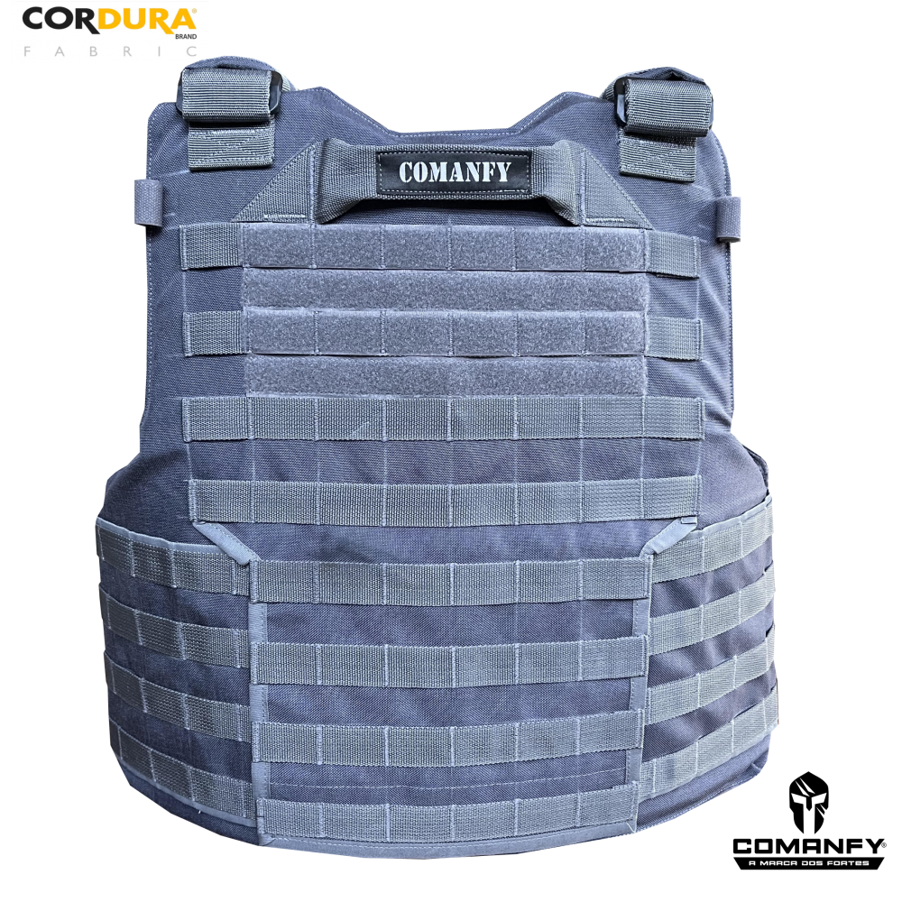 CAPA DE COLETE COMANFY PREDADOR G5 III-A EM CORDURA® 1000D - CINZA BANDEIRANTE