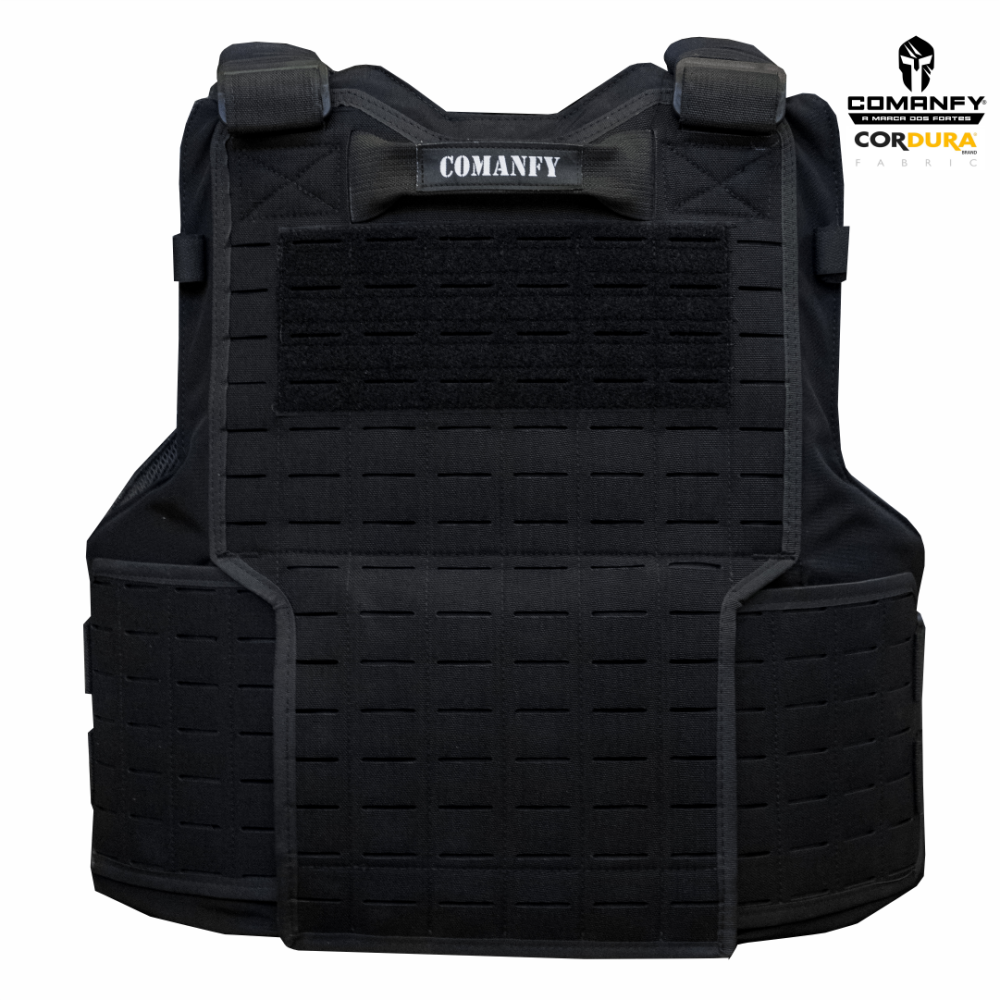COLETE TÁTICO COMANFY® GLADIADOR IIIA LASER CUT- PRETO (4 MODULOS )