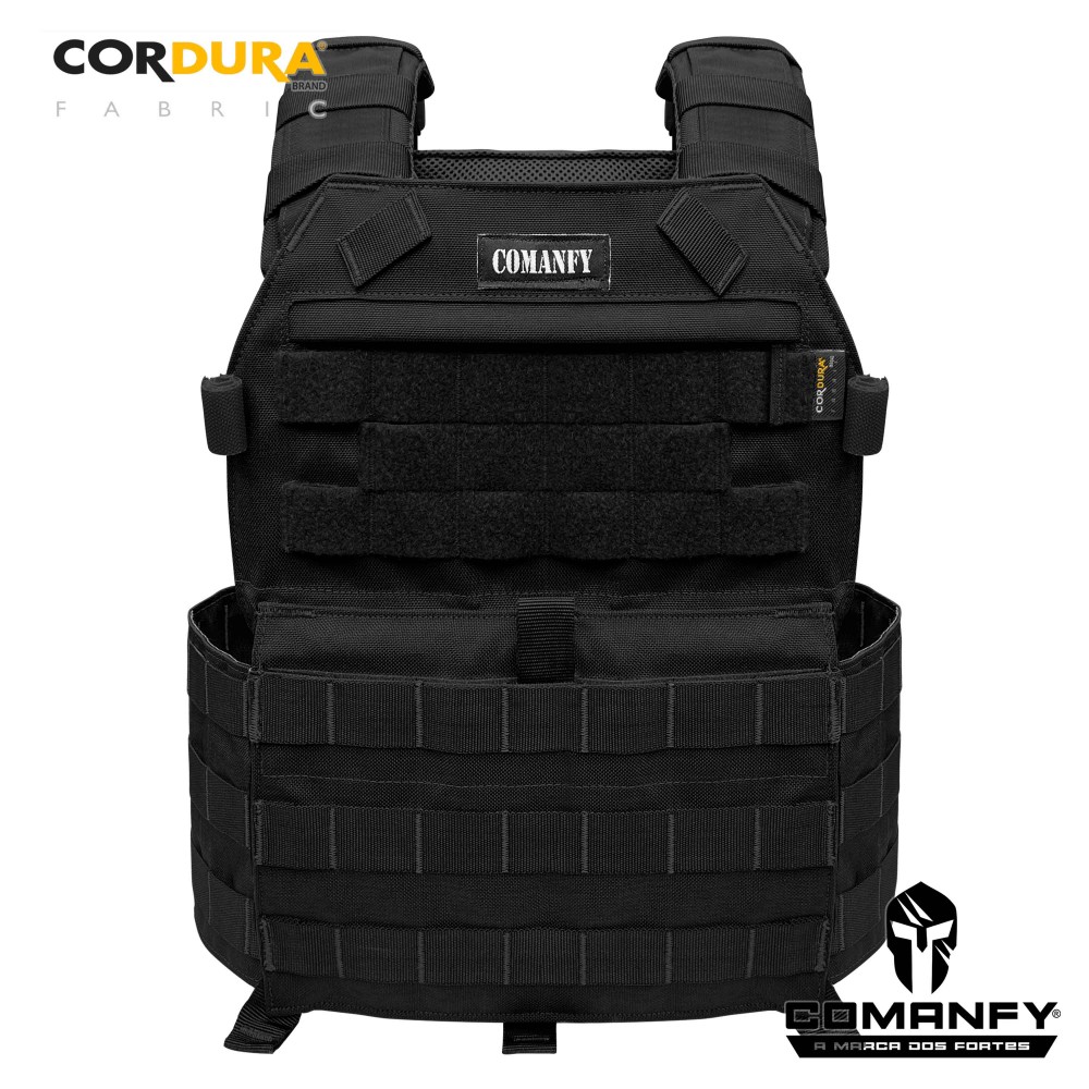 CAPA DE COLETE COMANFY PLATE CARRIER EM CORDURA® 1000D - PRETO