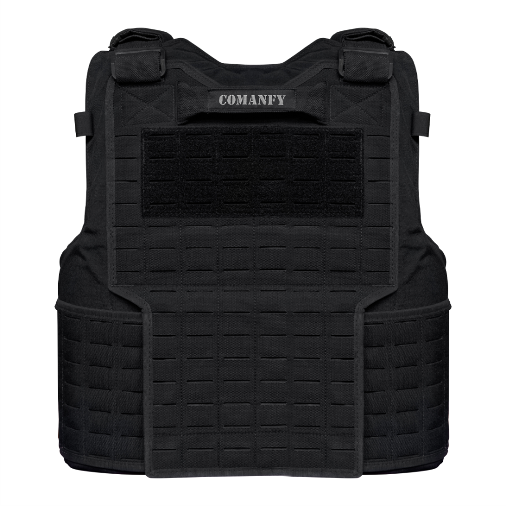 COLETE TÁTICO COMANFY® SPARTA LASER CUT - PRETO (4 MÓDULOS)