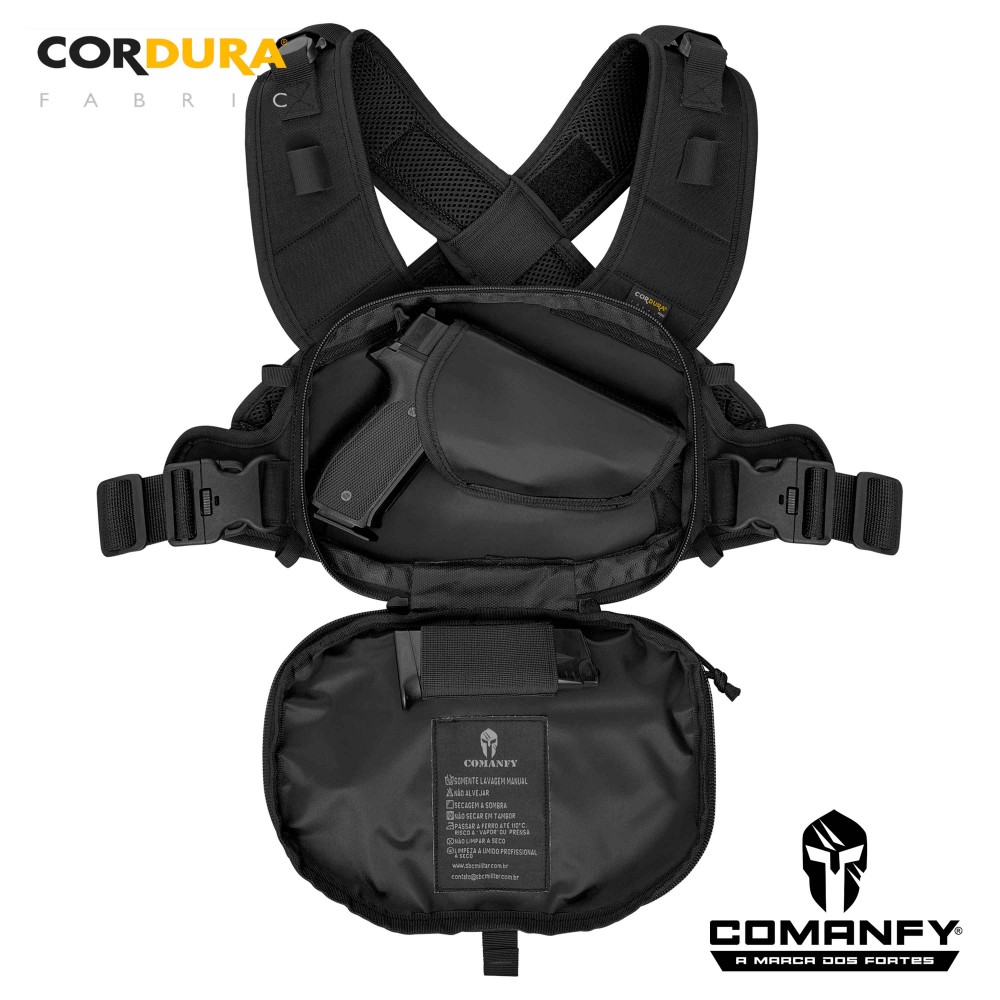 BOLSA DE PEITO COMANFY BLACK SAQUE RÁPIDO EM CORDURA® 1000D - PRETO