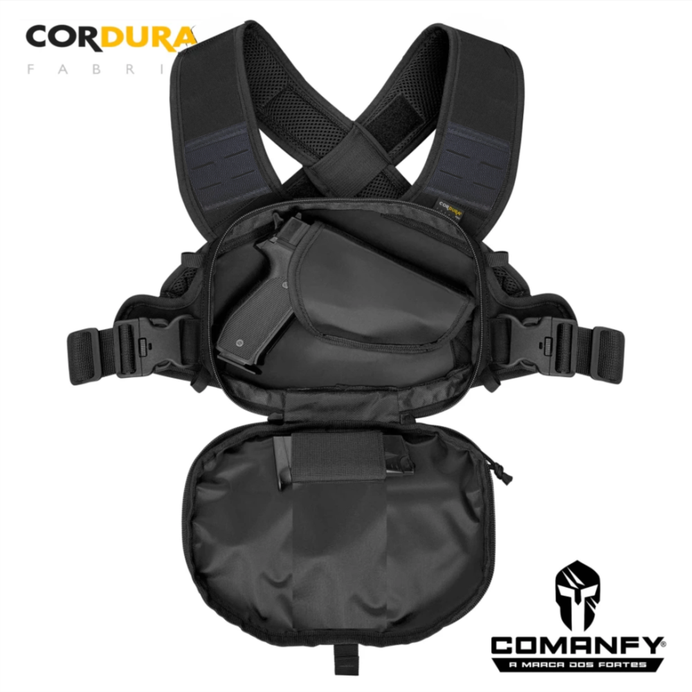 BOLSA DE PEITO COMANFY® SAQUE RÁPIDO LASER CUT - PRETO
