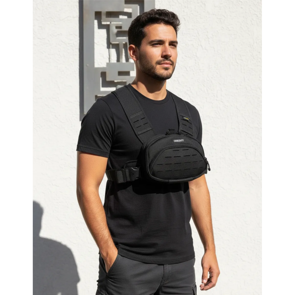 BOLSA DE PEITO COMANFY® SAQUE RÁPIDO LASER CUT - PRETO