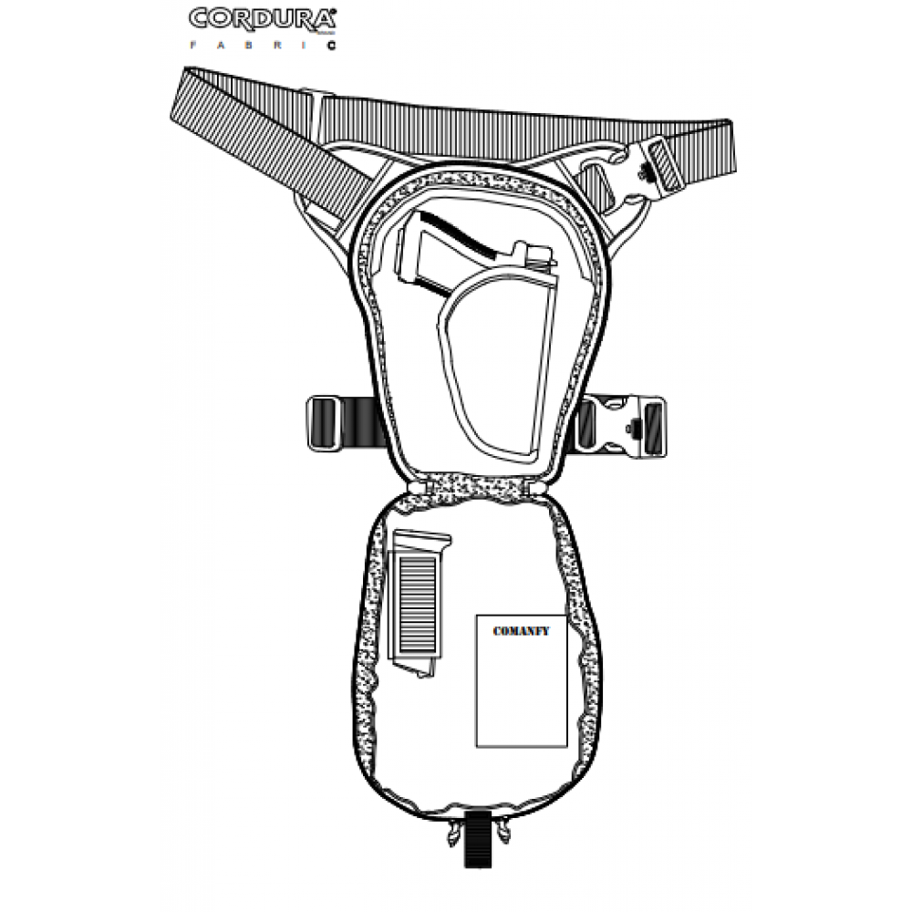 POCHETE DE PERNA COMANFY C/ SAQUE RÁPIDO EM EM CORDURA® 1000D - PRETO